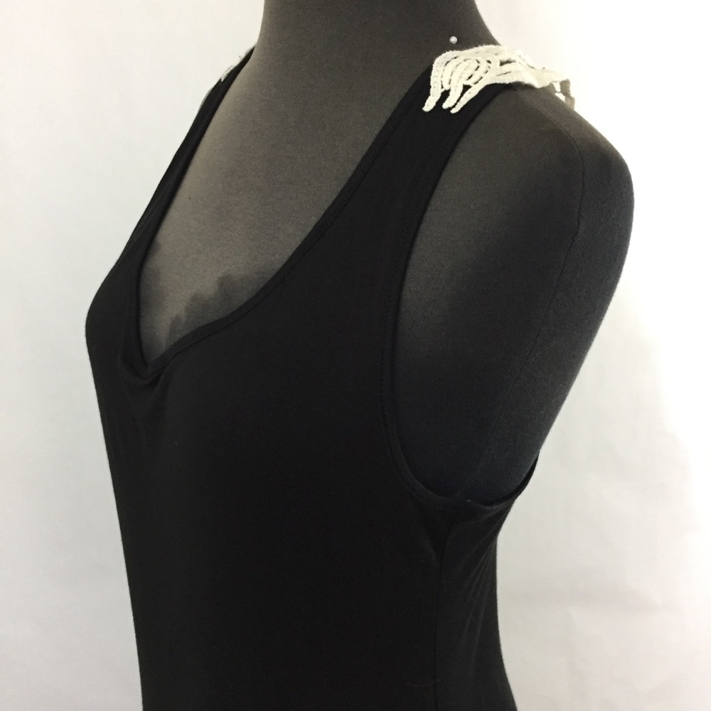 New! Soft Black Maxi Dress w/ Crochet Detail - Picture 7 of 8